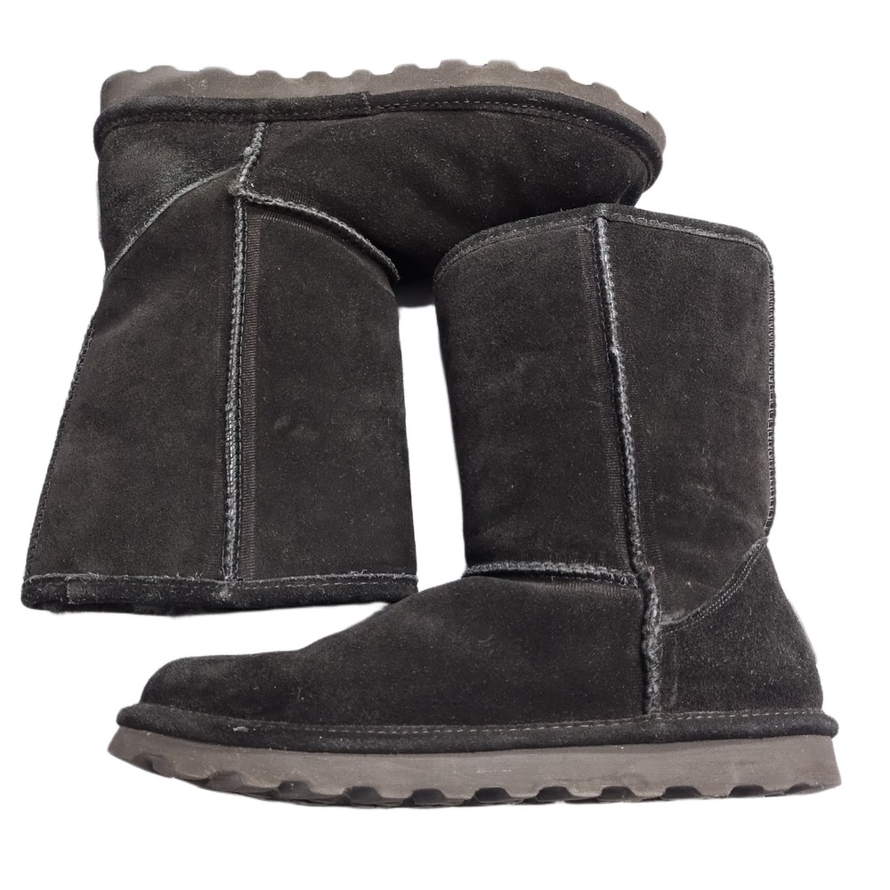 Bearpaw Elle Short Winter Boots Womens 9 Black Faux Fur Lined Comfort Round Toe